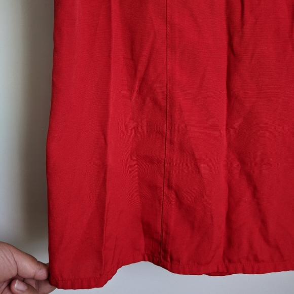 Vintage Red Embroidered Short Sleeve Button Down Blouse - Picture 10 of 16